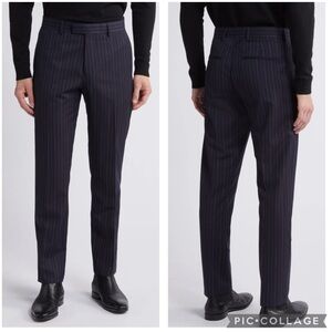 Tiger Of Sweden Tense Pinstripe Wool‎ Pants Navy Blue US 46